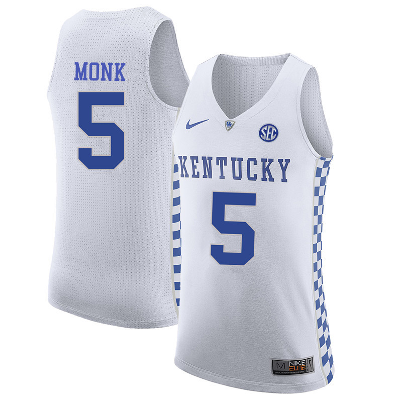 Men Kentucky Wildcats #5 Malik Monk College Basketball Jerseys-White - Click Image to Close
